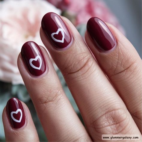 Burgundy Fall Nails, Pearl Nail Art, Fall Manicure, Romantic Heart, Pearl Nails, Burgundy Nails, Deep Burgundy, Autumn Nails, Gold Cuffs