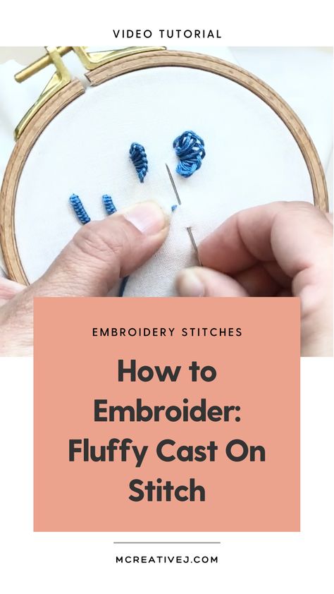 How to Embroider: Fluffier Cast On Stitch- Video and Step by Step Tutorial

Multi-Needle Cast On Stitch

The cast on stitch creates a raised line on the top of the fabric. This embroidery stitch is similar to the bullion knot in that it creates a raised knot on the front of the fabric. The cast on stitch, however, is more rectangular in shape and has a different texture in the stitch. You can also add dimension to this stitch, making it fluffier or more spaced out. Embroidery Fluffy Stitch, Fluffy Embroidery Stitch, Fuzzy Embroidery Stitch, Loop Stitch Embroidery, Fluffy Embroidery, Bullion Knot, Casting On Stitches, Advanced Embroidery, Embroidery Stitch