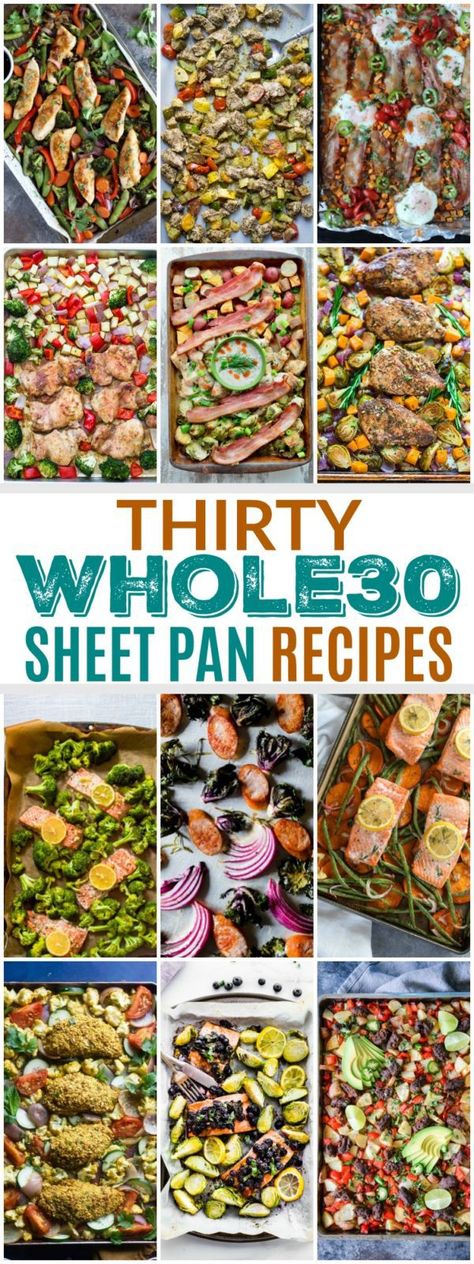 These Thirty Whole30 Sheet Pan Recipes make for the perfect weeknight meals. They’re quick to prep and even quicker to cleanup. Whole30 Sheet Pan, Whole30 Dinners, Sheet Pan Dinners Recipes, Whole 30 Diet, Recipe 30, Pan Recipes, Paleo Whole 30, Sheet Pan Dinners, Idee Pasto Sano