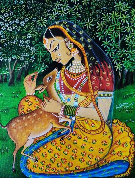 Rajasthani Drawing, Indian Art Paintings Traditional, Madhubani Drawing Indian Paintings, Indian Art Paintings Galleries, Indian Paintings Traditional, Traditional Madhubani Art, Rajasthani Miniature Paintings, Mithila Art, Rajasthani Painting