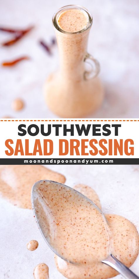 Looking for simple condiment recipes? Learn how to make this best Southwest salad dressing! It's an easy salad dressing that's rich, creamy, and flavorful to throw together, and it tastes amazing! It's so good! Enjoy! Southwest Salad Dressing Recipe, Southwest Salad Dressing, Mexican Salad Dressings, Southwest Salad Recipe, Southwest Dressing, Healthy Dressings, Yum Salad, Taco Salad Dressing, Southwestern Salad