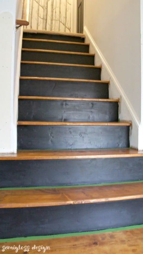 paint and stain stairs | how to paint stairs | how to stain stairs | refinish a staircase | order for painting stairs #paintstairs #staircase #stairmakeover #stairway Stain Stairs, Paint Stairs, Painting Stairs, Diy Staircase Makeover, Stairs Renovation, White Staircase, Stairway Decorating, Painted Staircases, Stair Makeover