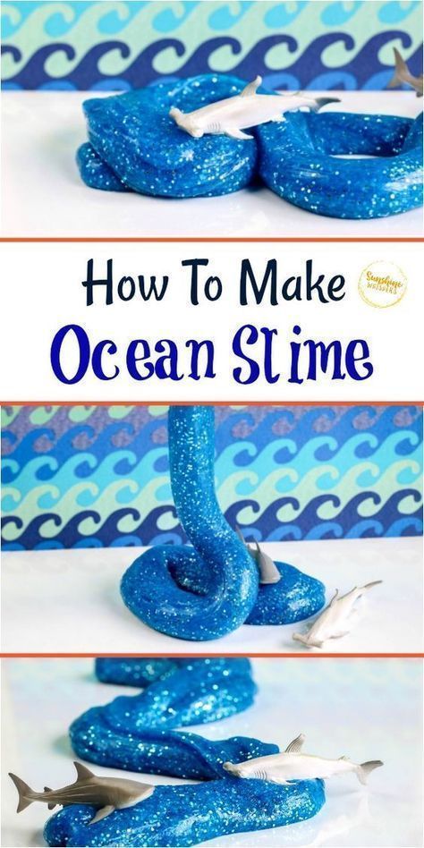 Ocean Slime by Sunshine Whispers is a fun way to get your kids excited about summer, a trip to the beach or aquarium, and STEM learning. Make it for a mermaid birthday party or ocean-themed summer camp. You can add a few extra surprises like sea animal toys to turn this fun, sensory experience into a great pretend play activity and to inspire learning about marine science! Check out this super easy recipe for how to make ocean slime. It's a fun sensory summer play activity your kids will love! Ocean Themed Summer Camp, Ocean Slime, Ocean Theme Crafts, Beach 2024, Under The Sea Crafts, Ocean Theme Preschool, Sea Activities, Summer Camp Activities, Ocean Science