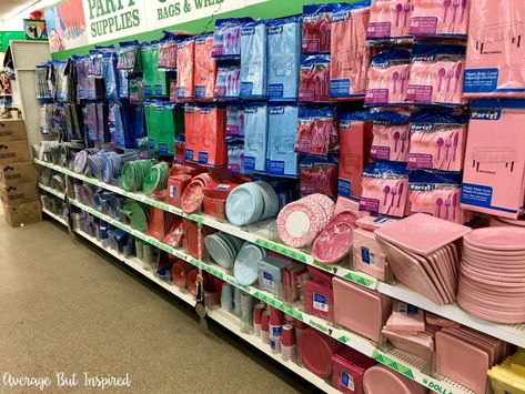 If you're planning a party, you need to see this list of the best party supplies to buy at Dollar Tree! Not only does it tell you what to buy to save money, it tells you what to skip! It's a must have for any party planning! Party Supply Shop, Dollar Tree Gender Reveal Ideas, Dollar Tree Party Ideas, Dollar Tree Party Decor, Tree Birthday Decorations, Party Shop Interior, Dollar Tree Birthday Decorations, Dollar Tree Baby Shower Ideas, Dollar Tree Party Supplies