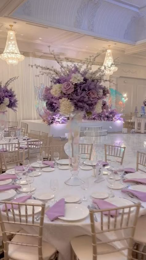 Quince Lilac, Lilac Quince, Purple Quinceanera Theme, Lavender Quinceanera Dresses, Lavender Centerpieces, Lavender Quinceanera, 15 Party Ideas Quinceanera, 15 Party Ideas, Rapunzel Wedding