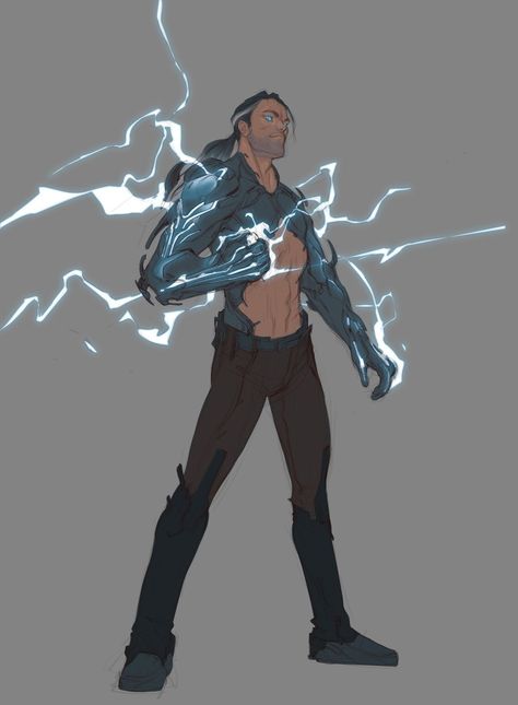 Super Character Design, Character Design Casual, Lightning Character Design, Mutant Character Design, Monk 5e, Storm Character, Anatomy Male, Paul Richards, Male Character Design