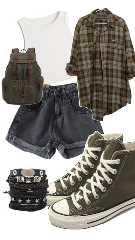 Outfit Grunge, Look Grunge, Flannel Outfits, Grunge Outfit, Downtown Outfits, Trendy Outfits For Teens, Clothes And Shoes, Outfits With Converse, Swaggy Outfits