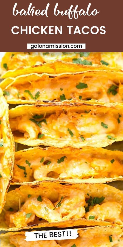 Oven Baked Buffalo Chicken Tacos – These super easy oven baked tacos are loaded with creamy buffalo chicken mixture and then topped with extra shredded cheese! Perfect recipe for taco Tuesday or any day of the week! So much flavor without all of the mess. Oven Baked Buffalo Chicken Tacos, Buffalo Tacos Chicken, Buffalo Chicken Tostada, Baked Tacos Chicken, Buffalo Chicken Tacos Easy, Crispy Buffalo Chicken Tacos, Buffalo Chicken Taco, Buffalo Chicken Tacos Crockpot, Buffalo Chicken Recipes Easy