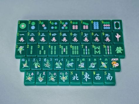 Hand Painted Jade Color Mahjong Tiles - MahJongg Maven & Games Flower Tiles, Color Tiles, Mahjong Tile, Jade Green Color, Mahjong Tiles, Mah Jongg, Jade Color, Flower Tile, Color Tile