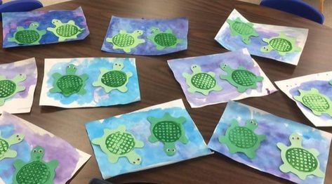 Paper Turtle, Watercolour Ocean, Potato Printing, Oven Tacos, Turtle Craft, Ocean Theme Crafts, Potato Print, Turtle Crafts, Buckwheat Noodles