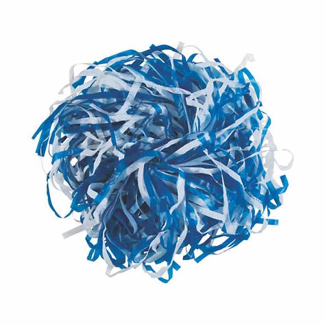 Royal Blue & White Two-Tone Spirit Cheer Pom-Poms - 24 Pc. | Oriental Trading Cheerleader Birthday Party, Cardboard Rocket, Cheerleader Birthday, Toy Pom, Cheer Pom Poms, Kids Forts, Unicorn Stuffed Animal, White Spirit, Pep Rally