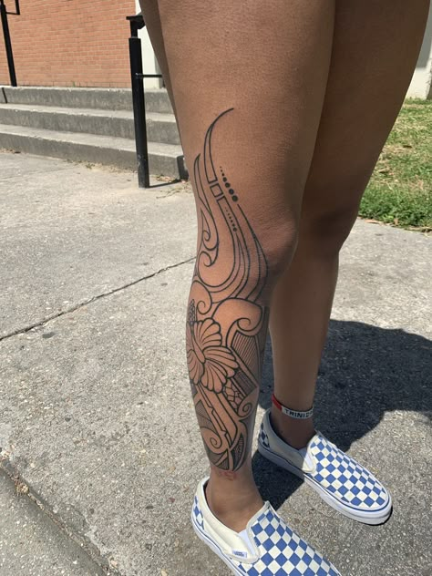 Polynesian Tattoo Designs For Women Leg, Island Sleeve Tattoos For Women, Island Leg Tattoo, Leg Maori Tattoo, Polynesian Leg Tattoos Women, Tropical Tattoos For Women, Polynesian Leg Tattoo, Trible Tattoos, Tattoo Art Design