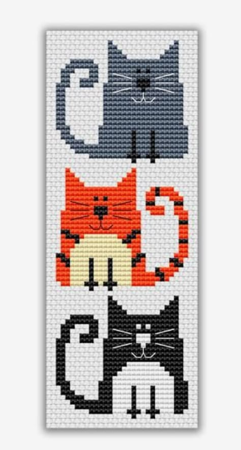 Cat Cross Stitches, Crochet Wall Hangings, Cat Cross Stitch Pattern, Pola Kristik, Tapestry Crochet Patterns, Cross Stitch Bookmarks, Cat Cross Stitch, Cross Stitch Cards, Cross Stitch Animals