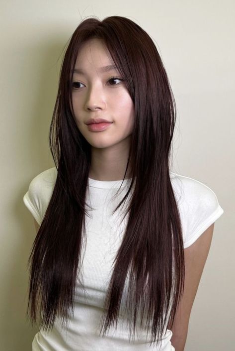 Korean Layers Long Hair, Long Layered Hair Aesthetic, Korean Hair Trends 2023, Asian Round Face Hairstyles, Hair Inspo Asian, Long Hair Asian, Hair Long Straight, Asian Long Hair, Hair Asian