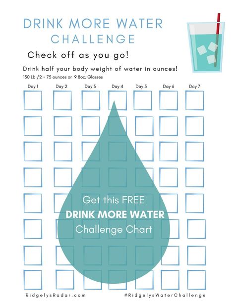 Water Drinking Challenge, Printable Checks, Drinking Enough Water, Water Challenge, Wellness Challenge, Infused Water Recipes, Employee Wellness, Free Chart, Superbowl Party Food