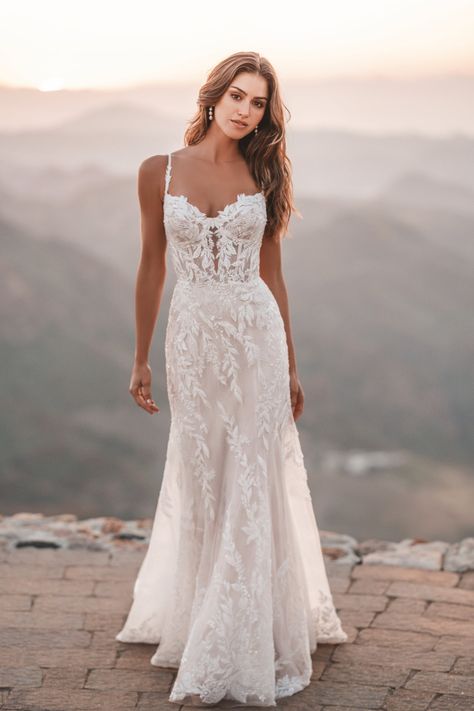 Allure Couture, Kleinfeld Bridal, Flare Gown, Allure Bridals, Lace Mermaid, Allure Bridal, Romantic Lace, Lace Mermaid Wedding Dress, Wedding Dress Styles