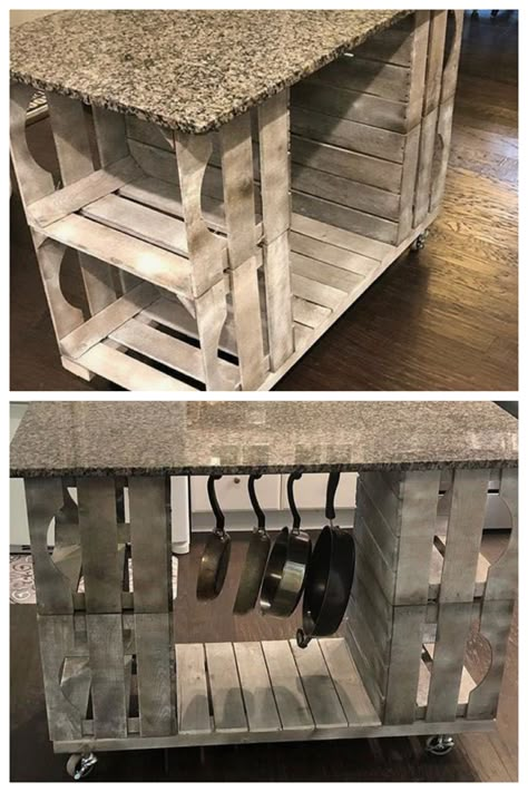 Kitchen Pallet Ideas, Pallet Kitchen, Pallet Patio, Pallet Designs, Wooden Pallet Projects, Diy Kitchen Island, Table Diy, Diy Holz, Wood Pallet Projects