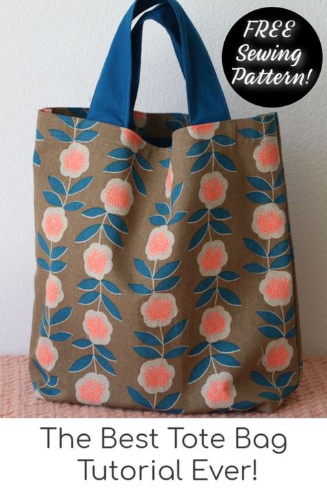 Free Sewing Patterns For Women, Sew A Tote Bag, Tote Bag Sewing, Sewing Patterns For Women, Tote Bag Pattern Free, Sac Diy, Tote Bag Tutorial, Best Tote Bags, Bag Pattern Free