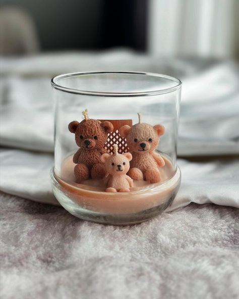 Teddy Bear Family🧸 Teddy Bear Perfume, Teddy Candle, Bear Candle Favors, Gummy Bears Candle, Teddy Bear Candle, Resin Teddy Bears, Bear Candle, Scenery Wallpaper, Dreaming Of You