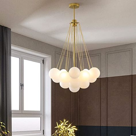 Frosted Glass Chandelier, Verre Design, Bubble Chandelier, Glass Globes, Beautiful Chandelier, Suspension Light, Metal Lamp, Gold Chandelier, Dining Room Chandelier