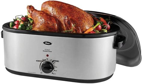 A Slow Cooker: Oster Roaster Oven With Self-Basting Lid Nesco Roaster Oven, Turkey In Electric Roaster, Turkey In Roaster Oven, Roaster Oven Recipes, Electric Roaster Ovens, Roaster Recipes, Electric Roaster, Turkey In Roaster, Portable Oven