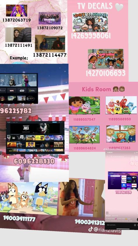 here are some tv codes Tv Picture Codes Bloxburg, Family Wall Decal, Decal Codes For Bloxburg Tv, Bloxburg Device Codes, Picture For Bloxburg Code, Toy Decals For Bloxburg, Pictures Roblox Id Codes, Roblox House Decal Codes, Roblox Codes Berry Ave House Pictures