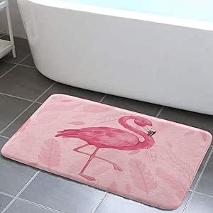 Flamingo Bathroom Decor, Pink Bathroom Rugs, Flamingo Bathroom, Rugs Cute, Boho Bath Mat, Rugs For Bathroom, Cute Flamingo, Pink Bathroom, Soft Flannel