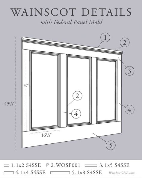 Diagram for Hallway Wainscoting - WindsorONE Tudor Wainscoting, Hallway Wainscoting Ideas, Hallway Wall Trim, Hallway Wainscotting, Tall Wainscoting, Traditional Wainscoting, Wainscoting Wall Paneling, Molding Detail, Wainscoting Height