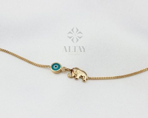 Gold Elephant Pendant, Evil Eye Ring Gold, 14k Gold Initial Necklace, Elephant Charm Bracelet, Dainty Gold Chain, Animal Bracelet, Elephant Jewelry, Gold Letter Necklace, Gold Elephant