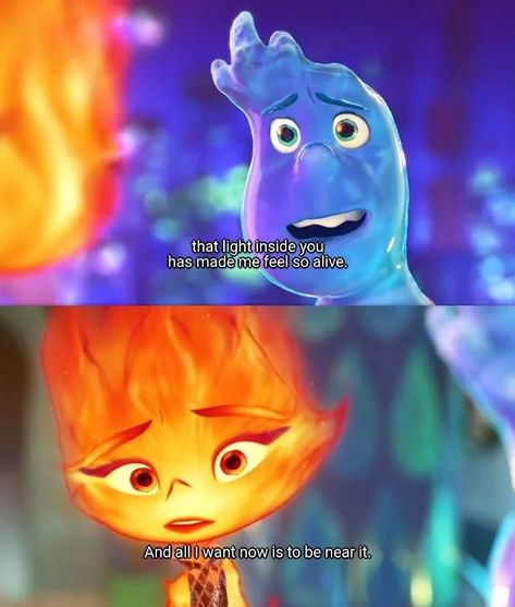 Elemental Movie Pixar Quotes, Elemental Quotes Movie, Elemental Movie Quotes, Elemental Quotes, Animated Movie Quotes, Cute Couple Memes, Ember And Wade, Pixar Quotes, Soul Movie