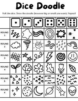 Free visual arts resources | TPT Art Dice Game, Roll To Draw, Art Prompts For Kids, 8th Grade Art Lessons, Dice Doodle, One Day Art Lessons Elementary, Drawing Activity For Kids, Future Therapist, Art Stations