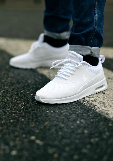 Nike Air Max Thea ‘All White’ via CHMIELNA 20 Buy it @ CHMIELNA 20 | Nike US | Finishline | Footlocker Nike Free Outfit, Sneaker Trend, Sneaker Outfits, Sneakers Vans, Air Max Thea, Nike Air Max Thea, Baskets Nike, Streetwear Mode, Nike Shoes Cheap