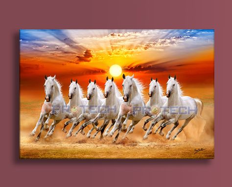 Seven running horses Vastu Painting for living room Seven running horses Vastu Painting Realistic Digital 3D Painting .. Artist Raju Nandi Cotton Canvas Size: 54 inch x 36 Inch washable and Water Resistant Unframed Painting only, we will Ship Carefully Rolled in PVC tubes you can frame as per your choices Seven Horses Painting Vastu, Seven Horses Painting On Canvas, 7 Horses Running Painting Vastu, Running Horses Painting, Seven Running Horses, 7 Horses Running Painting Vastu Wallpaper, Vastu Painting, Seven Horses Painting, Seven Horses