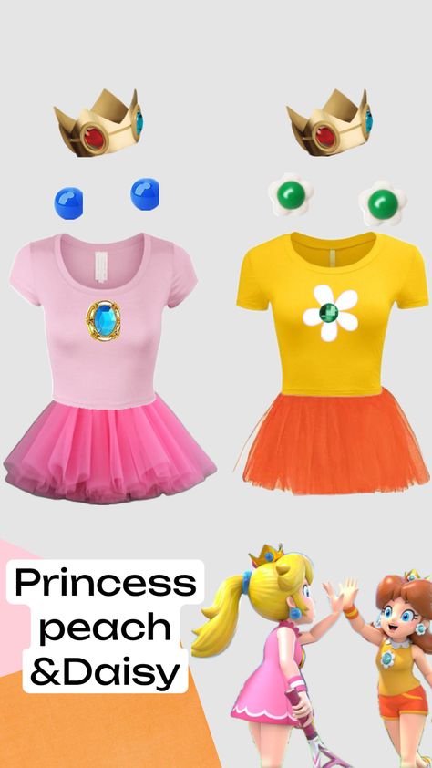 #twins #movies #mario #daisy #princesspeach #costumeinspo #costume #matching Daisy Mario Costume, Mario Daisy, Daisy Mario, Mario Costume, Twins, Mario, Daisy, Halloween