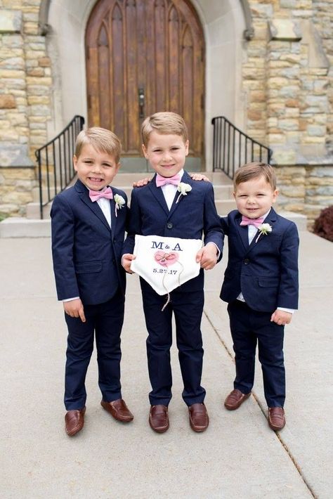 Ring Bearer Navy Suit, Navy Ring Bearer Outfit, Navy Blue Ring Bearer Outfit, Ring Bearer Navy, Ring Bearer Outfit Navy, Ring Boy Outfits, Dresses Bow, Thick Gold Ring, Ring Bearer Flower Girl