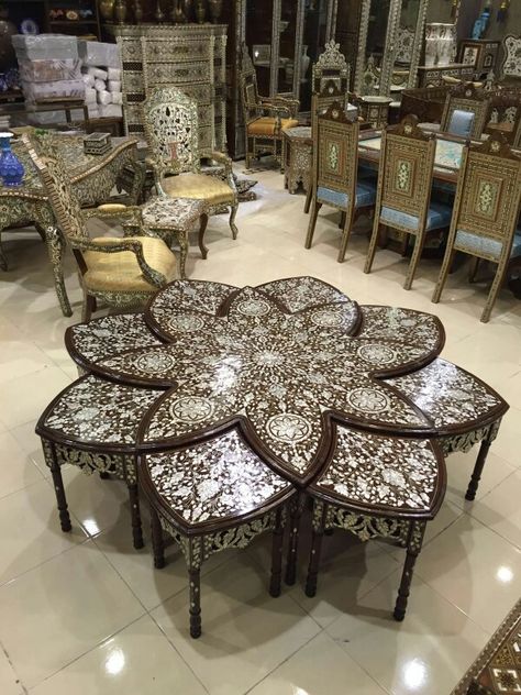 Syrian style Arabian Furniture, Arabic Decor, Moroccan Furniture, Upscale Furniture, Casa Country, Luxury House Interior Design, Carved Furniture, Wood Plans, Luxury Sofa