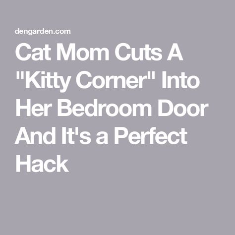 Cat Mom Cuts A "Kitty Corner" Into Her Bedroom Door And It's a Perfect Hack Pet Door Ideas Cats, Kitty Door In Door, Renter Friendly Cat Door, Cat Door On Bedroom Door, Kitty Door, Cat Doors, Kitty Corner, Corner Door, Pet Ideas