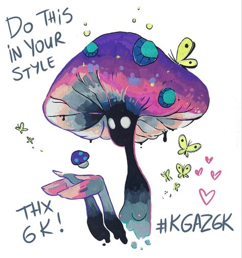 Please tag #kgaz6k Mushroom Lady, Dtiys Art, Mushroom Drawing, Creating Characters, Black Silhouette, All Holidays, Fun Challenges, Pastel Art, Marker Art