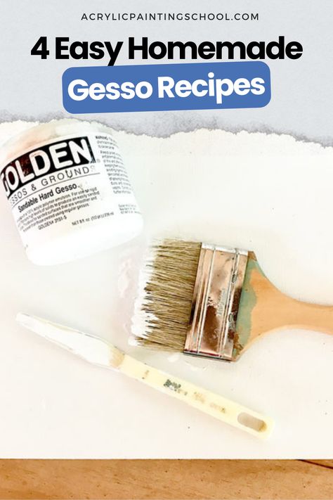 Looking for homemade gesso recipes? Then head over to my blog for 4 easy gesso recipes you can make at home! Homemade Gesso Recipes How To Make, Making Gesso At Home, How To Make Gesso For Canvas, Homemade Gesso Recipes, How To Make Gesso, Diy Gesso Recipe, Gesso Recipe, Homemade Gesso, Diy Gesso