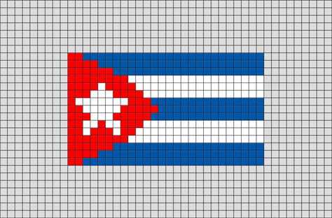 Flag Cross Stitch, Cuba Flag, Flag Beads, Modele Pixel Art, Printable Christmas Coloring Pages, Jamaica Flag, Graph Crochet, Perler Art, Graph Paper Art