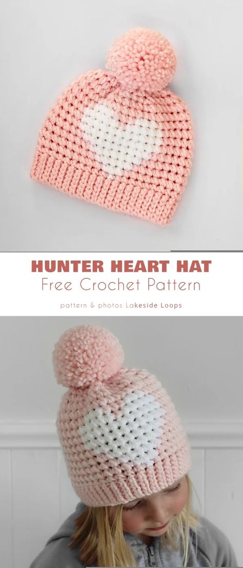 Crochet Heart Beanie Free Pattern, Toddler Knit Hat Pattern Free Boys, Kids Crochet Hats Free Pattern Boys, Crochet Kids Hats Patterns, Crochet Heart Hat Pattern Free, Crochet Childs Hat Free Pattern, Child Hat Crochet Pattern Free, Crochet Hat For Girls Free Pattern, Crochet Hat Free Pattern Kids