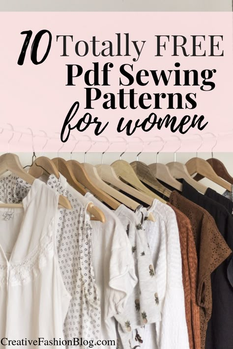 Ten of the best free sewing patterns for women. Each pdf pattern comes with an instant download file to make your own tops, dresses, skirts, tunic, and more. These sewing patterns are perfect for the beginner as well as more experienced sewist. #sew #pdf #pdfpatterns Sewing Patterns Free Women, Projek Menjahit, Sewing Machine Projects, Free Pdf Sewing Patterns, Sewing Alterations, Sewing Projects Clothes, Spring Clean, Sew Ins, Diy Vetement