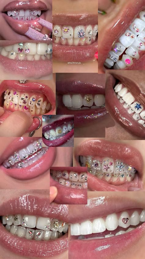 inspo for tooth gemz Pretty Teeth, Dental Jewelry, Grillz Teeth, Cute Braces, Diamond Teeth, Dope Jewelry Accessories, Tooth Gems, Grills Teeth, Pretty Jewelry Necklaces