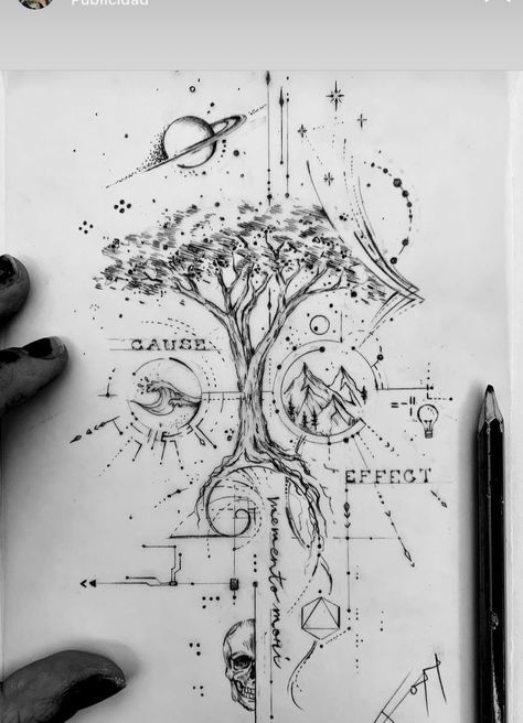 Creative Tattoos Meaningful, Natur Tattoo Arm, Nature Tattoo Sleeve, Tattoos Meaningful, Tattoo Design Tattoo, Geometric Tattoo Design, Tattoo Style Drawings, Tattoo Design Book, Hand Tattoos For Guys