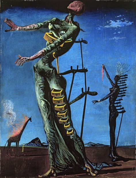 The Burning Giraffe, Burning Giraffe, Salvador Dali Paintings, Dali Paintings, Dali Art, Giraffe Art, Art Paintings For Sale, Spanish Artists, The Burning