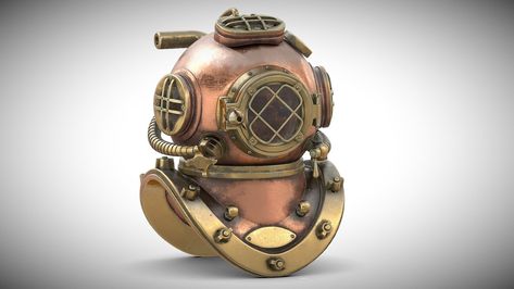 Old Scuba Helmet, Old Diver Helmet, Old Diving Helmet, Dive Helmet, Steampunk Helmet, Diver Helmet, Vintage Scuba, Geometry Triangles, Diving Helmet