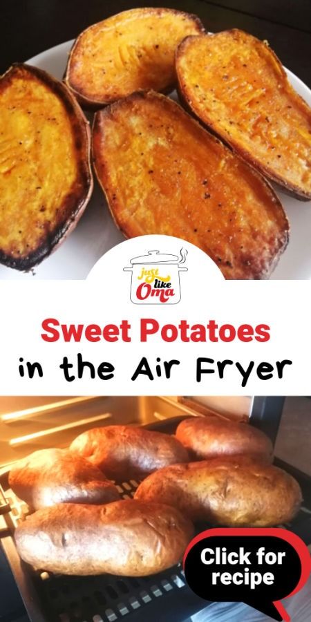 These sweet potatoes done in the air fryer make the perfect healthy and tasty side dish for any occasion. It's the best recipe for one or two people! Air Fryer Sweet Potatoes, Easy Sweet Potato Recipes, Sweet Potato Benefits, Sweet Potato Recipes Baked, Twice Baked Sweet Potatoes, Baked Sweet Potatoes, Sweet Potato Skins, Quick Side Dishes, Healthy Vegetable Recipes