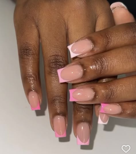 Nails Acrylic Simple Classy, French Tip Nails Color, Pink Tip Nails, Cute Pink Nails, Hot Pink Nails, Work Nails, Short Square Acrylic Nails, Cute Gel Nails, Long Square Acrylic Nails