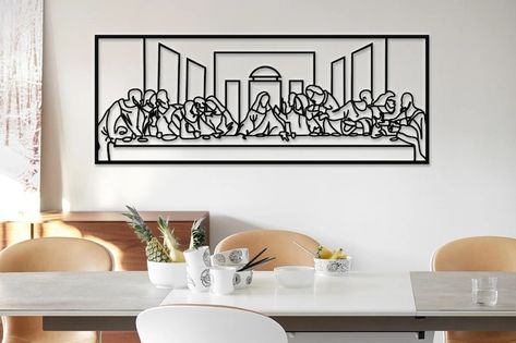 Jesus Line Art, Jesus Last Supper, Metal Leaf Wall Art, Gold Metal Wall Art, Metal Bird Wall Art, Christian Metal, Black Metal Wall Art, Outdoor Metal Wall Art, Large Metal Wall Art