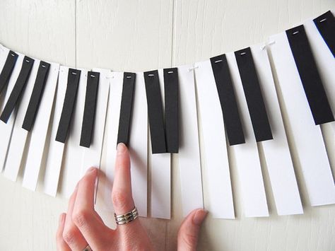 Piano Garland Paper Music Garland Band Party by ElisabethNicole Concert Decorations, Music Themed Birthday Party, Music Birthday Party, Jazz Party, Garland Paper, Music Themed Parties, Piano Recital, Library Display, Music Crafts